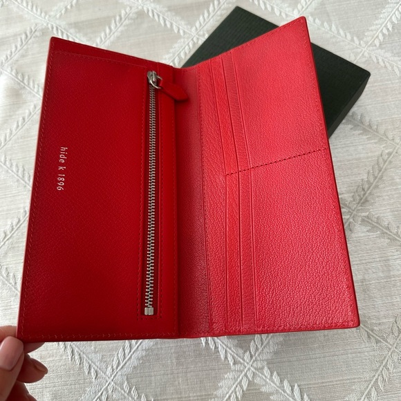 hide k 1896 RFID Leather Long Red Wallet - Picture 4 of 12